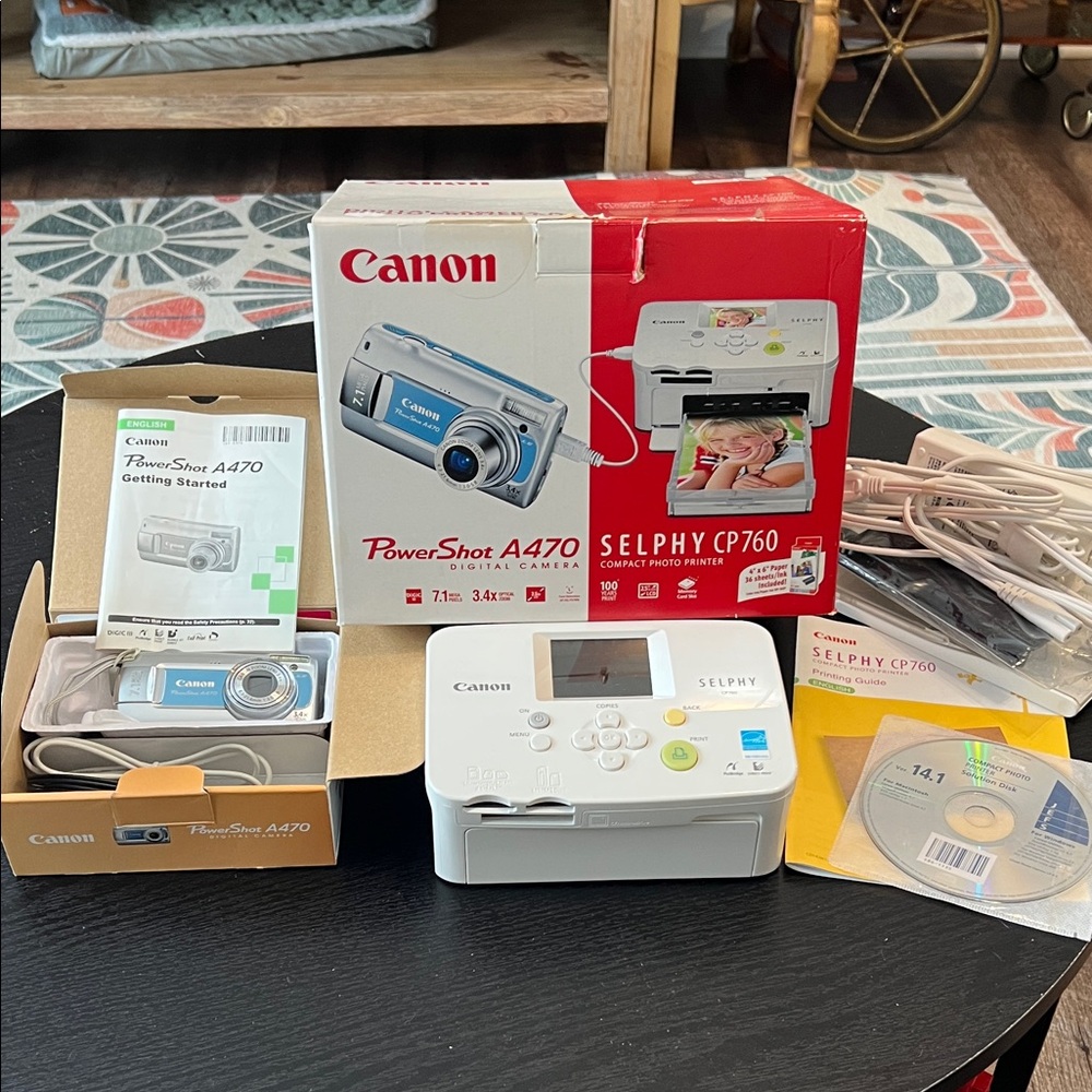 Canon PowerShot A470 Digital Camera Selphy CP760 Compact Digital Printer Bundle